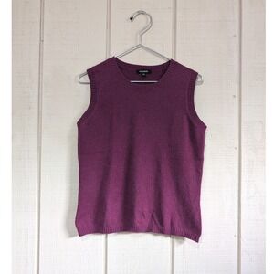 Prague Cashmere Sweater Vest Womens XS Purple Crew Neck Sleeveless Knit Top